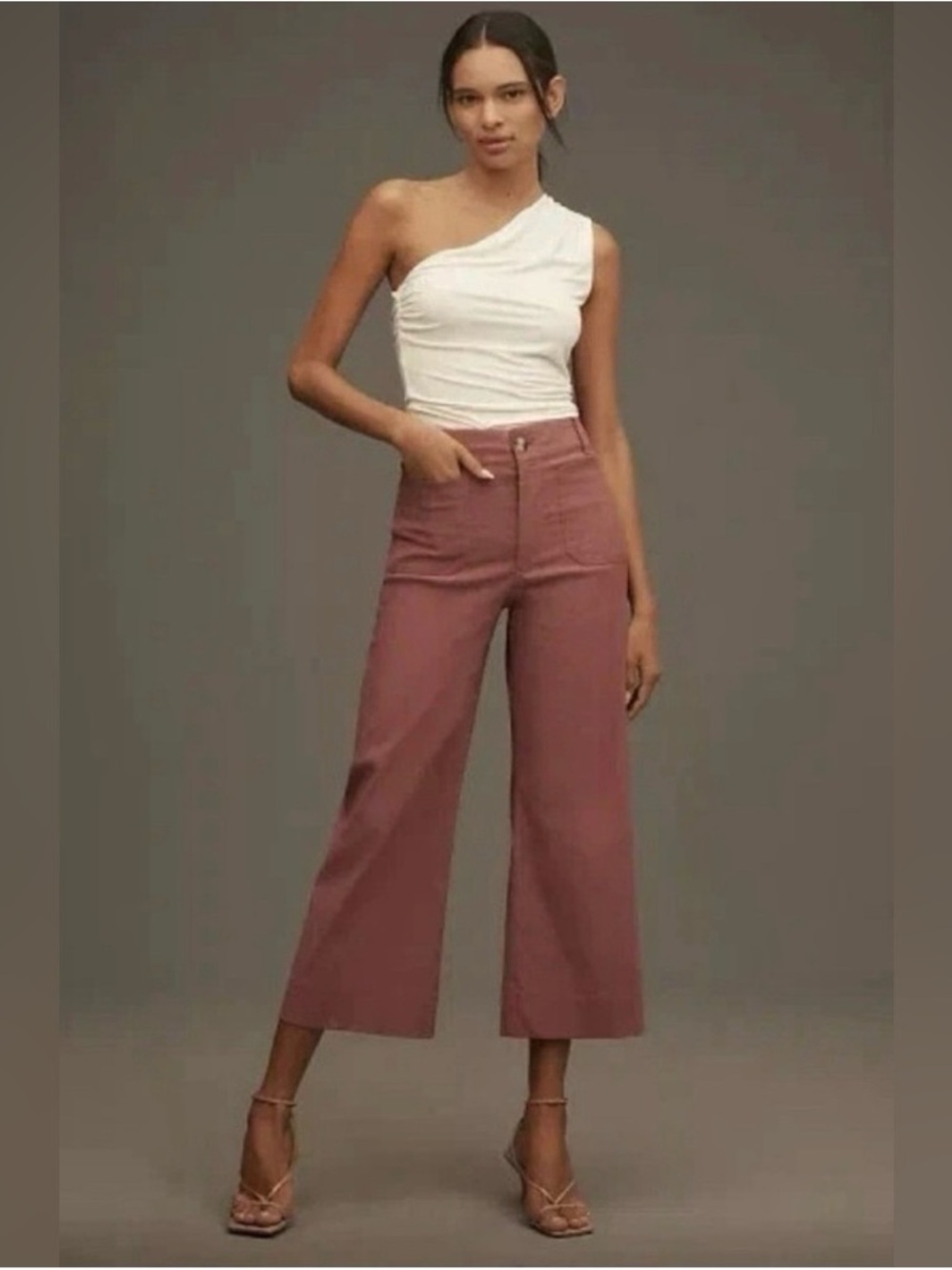 Anthropologie Mauve Cropped Wide-Leg Pants